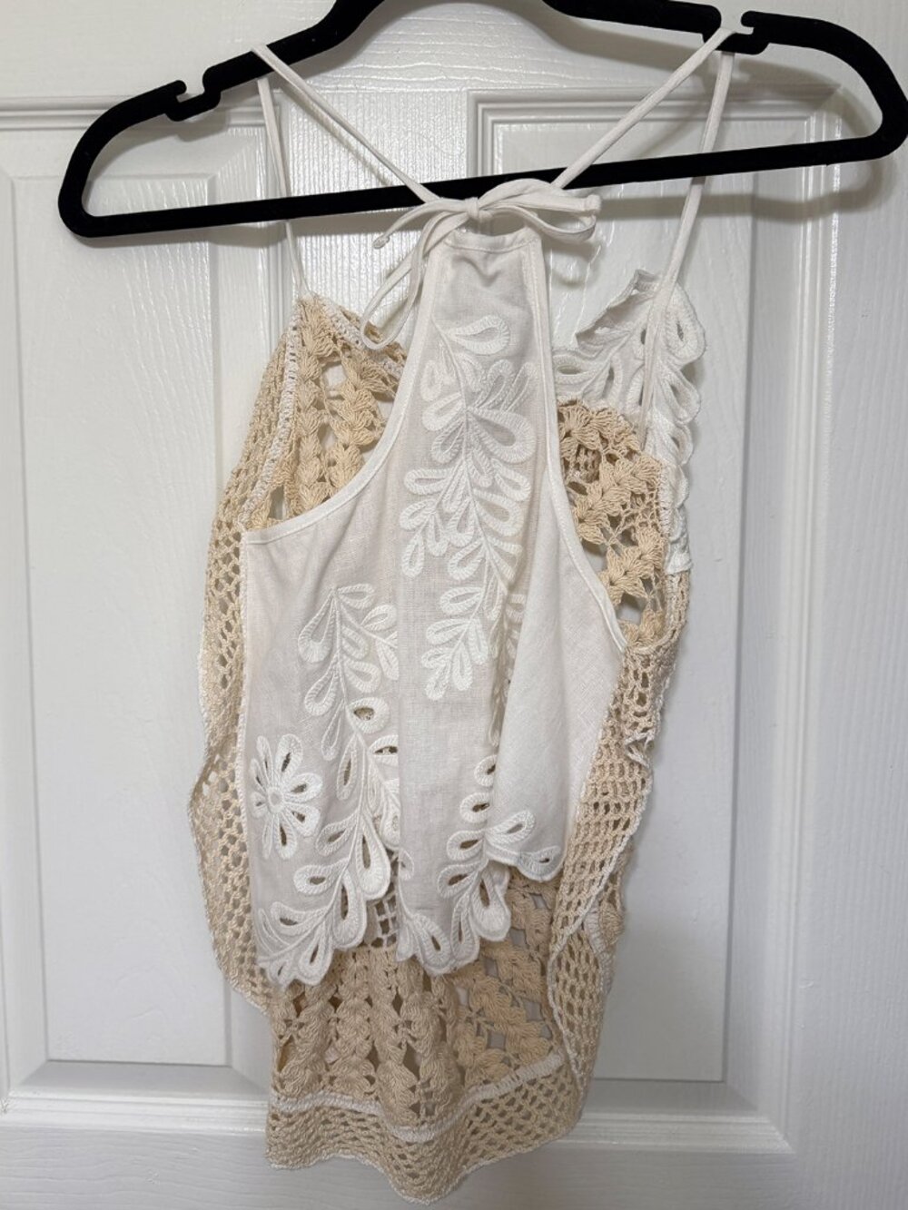 By Anthropologie Pieced Crochet Sweater Tank Ivory XXS - Picture 8 of 14